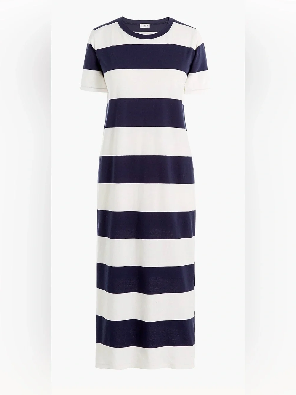 J.Crew Midi-T-shirt dress. Blue and white stripes.